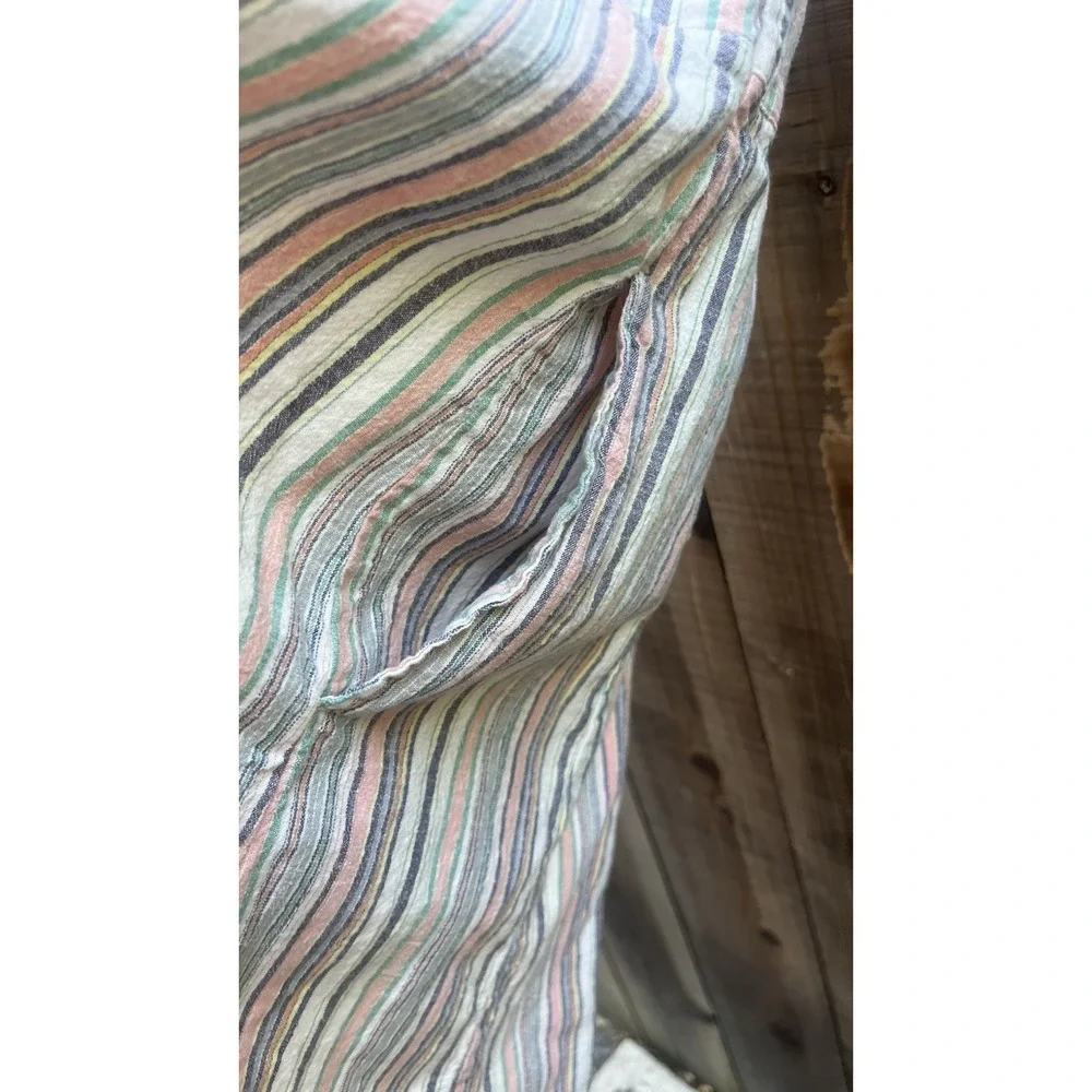 Marine Layer Women's Short Sleeve Multicolor Striped V-Neck Midi Dress Sz Small